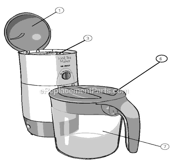 Page A Diagram and Parts List for TM39P  Mr Coffee Tea Brewer